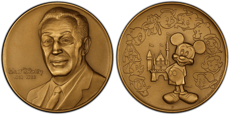 1968-P Bronze Medal D1968-2a, 76mm Walt Disney Productions