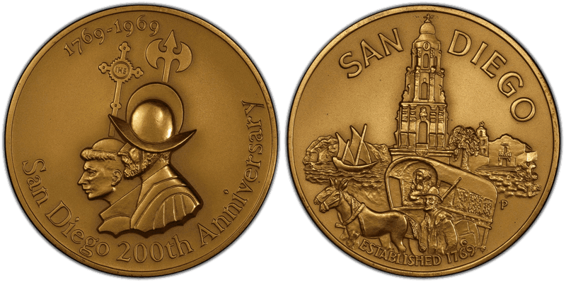 1969-P Bronze Medal D1969-1c, 76mm San Diego Anniversary