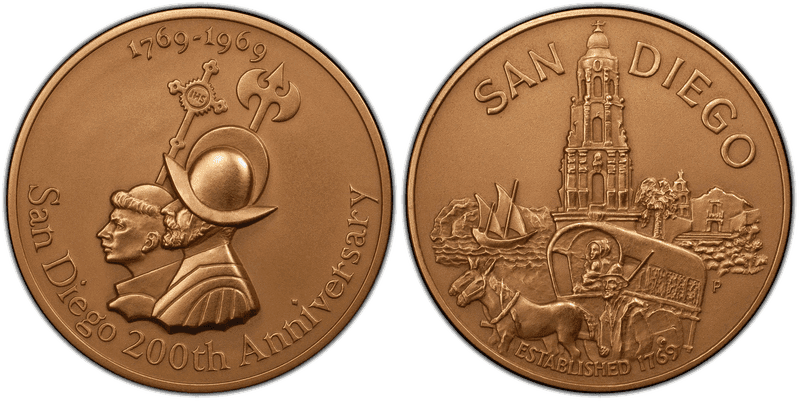 1969-P Bronze Medal D1969-1c1, 76mm San Diego Anniversary