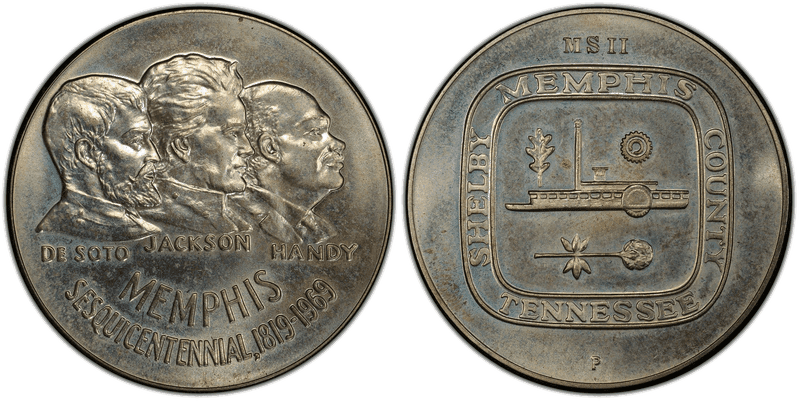 1969-P Silver Medal D1969-3b, Memphis Sesqui MSII