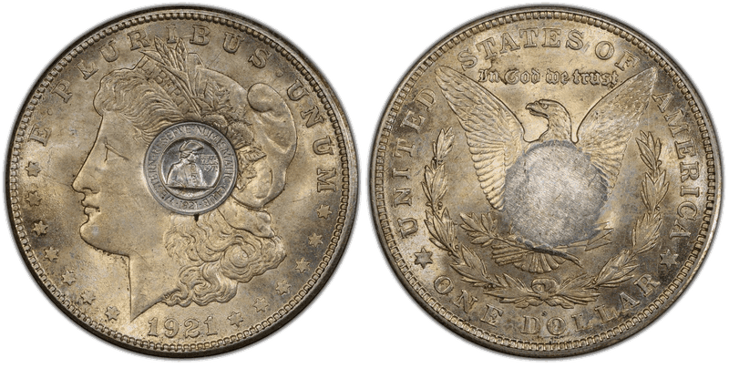 1971 Medal Western Reserve Numismatic Club C/M on 1921-S Morgan $1