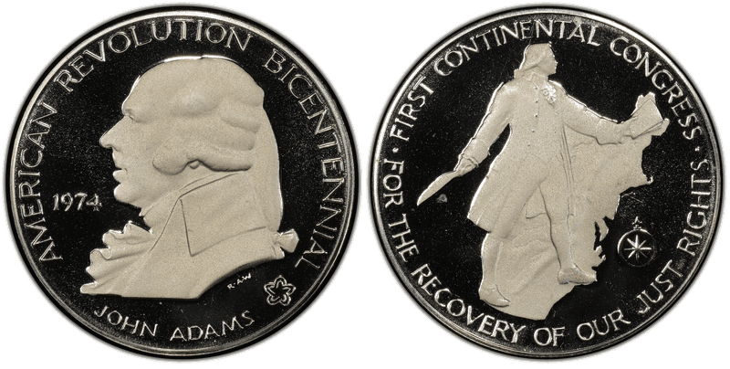 1974 Silver Medal D1974-2a, John Adams Bicentennial