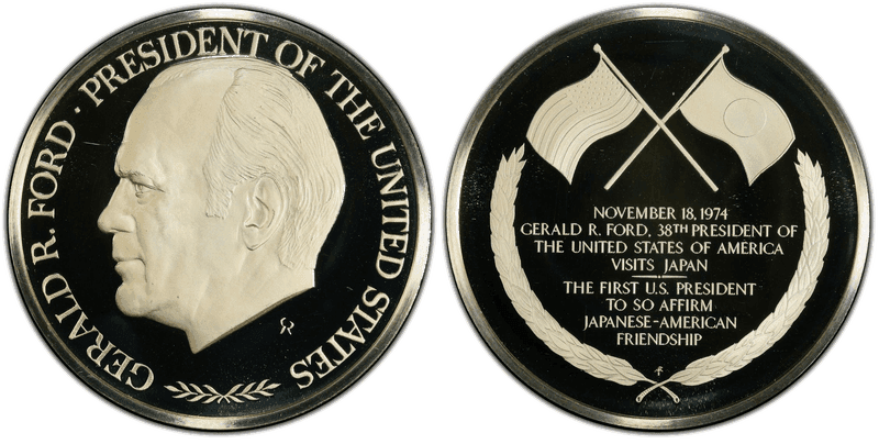 1974-FM Medal President Ford Visits Japan Silver