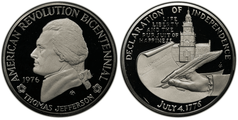 1976 Silver Medal D1976-4a, Thomas Jefferson Bicentennial