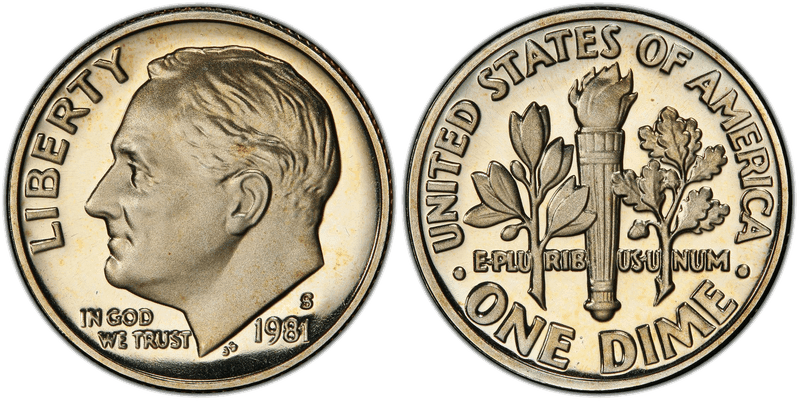 1981 (S) Proof Roosevelt Dime - Type 2