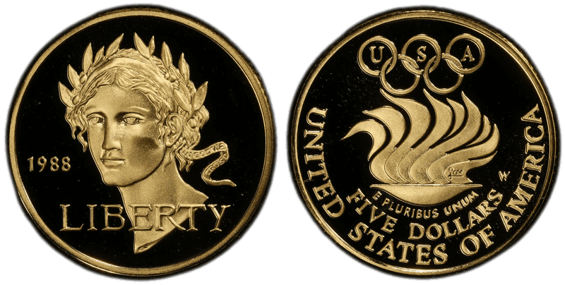 1988 (W) Proof Seoul Olympiad Commemorative Five Dollar Gold