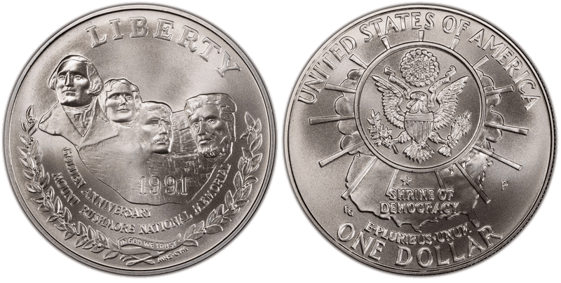 1991 Mount Rushmore Golden Anniversary Commemorative Dollar