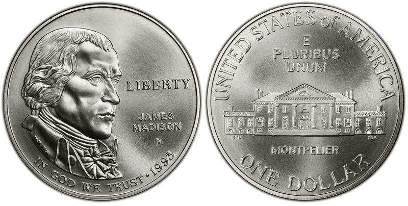 1993 James Madison - Bill of Rights Commemorative Dollar
