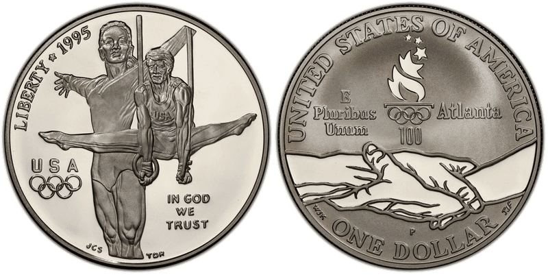 1995 (P) Atlanta Centennial Olympic Games Gymnastics Proof Dollar