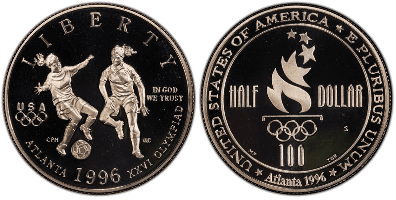 1996 (S) Proof Atlanta Centennial Olympic Games Soccer Commemorative Half Dollar