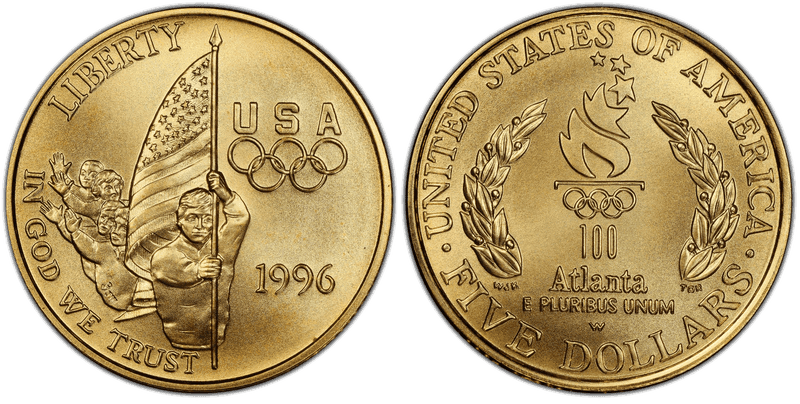 1996 Atlanta Centennial Olympic Games Commemorative Five Dollar Gold - Flag Bearer