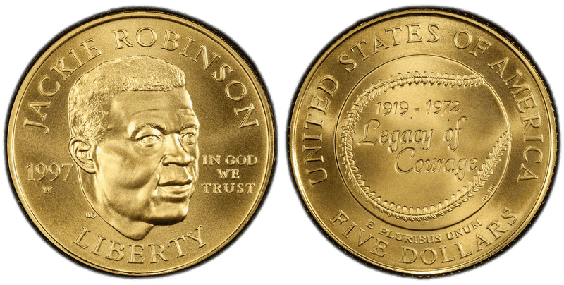 1997 Jackie Robinson Commemorative Five Dollar Gold