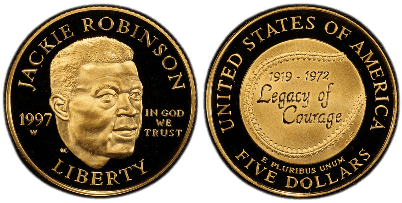 1997 (W) Proof Jackie Robinson Commemorative Five Dollar Gold