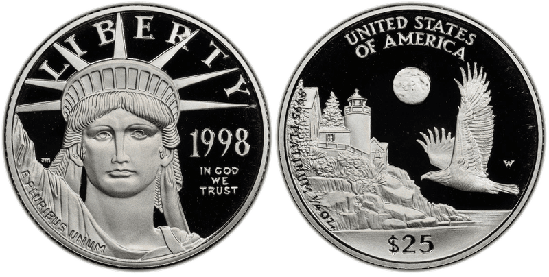 1998 (W) Proof American Eagle Twenty Five Dollar Platinum