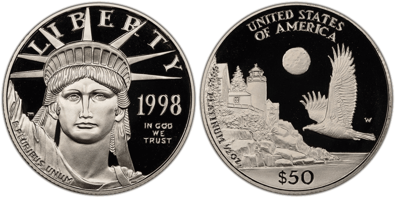 1998 (W) Proof American Eagle Fifty Dollar Platinum