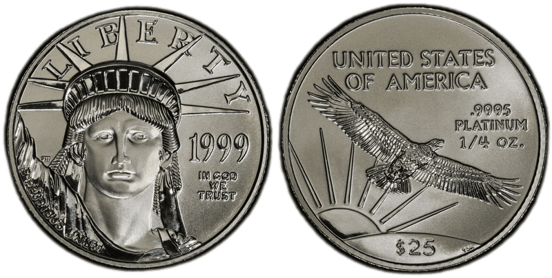 1999 American Eagle Twenty Five Dollar Platinum