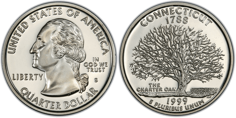 1999 (S) Proof Connecticut Silver State Quarter