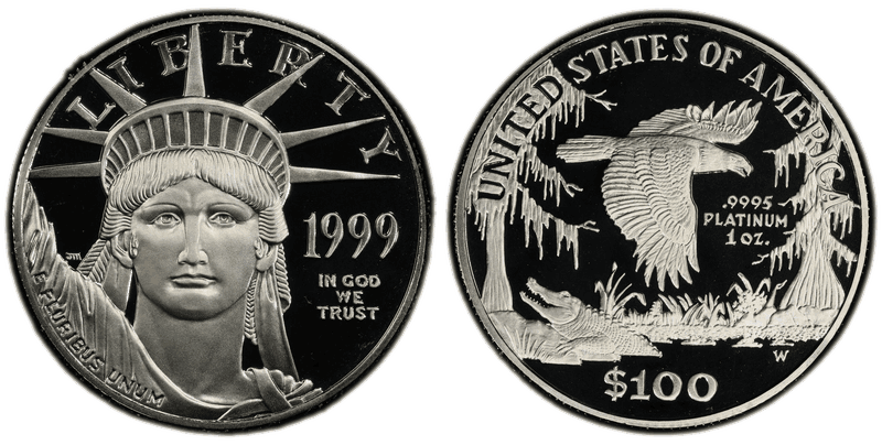 1999 (W) Proof American Eagle One Hundred Dollar Platinum