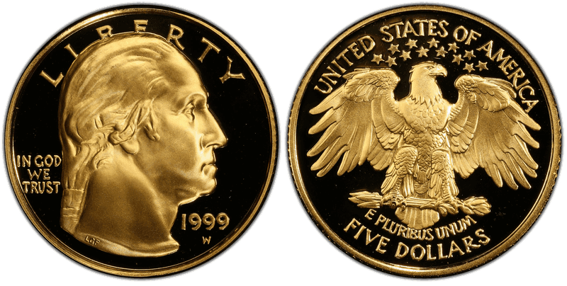 1999 George Washington Death Bicentennial Commemorative Five Dollar Gold