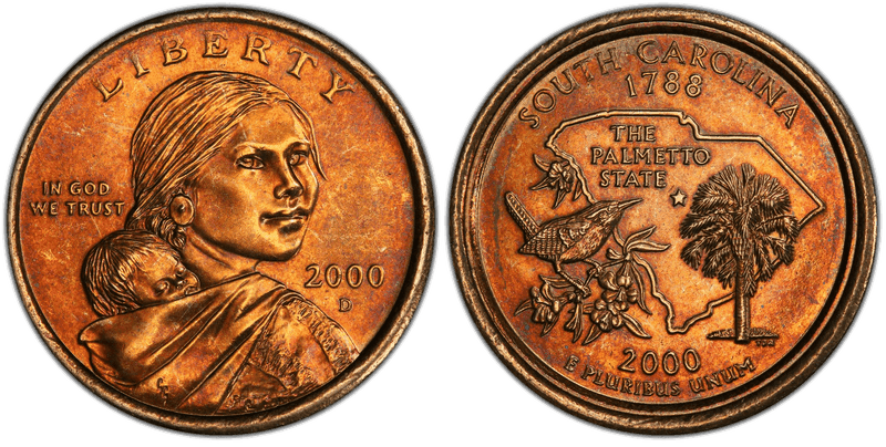2000 (D) Sacagawea Dollar - Mule with South Carolina