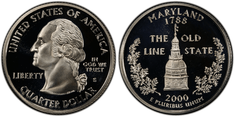 2000 (S) Proof Maryland Silver State Quarter
