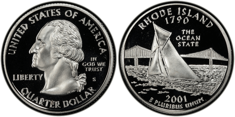 2001 (S) Proof Rhode Island Silver State Quarter