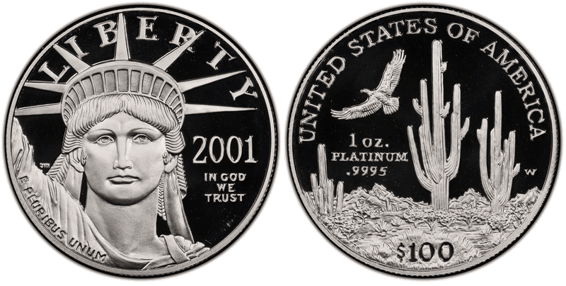 2001 (W) Proof American Eagle One Hundred Dollar Platinum