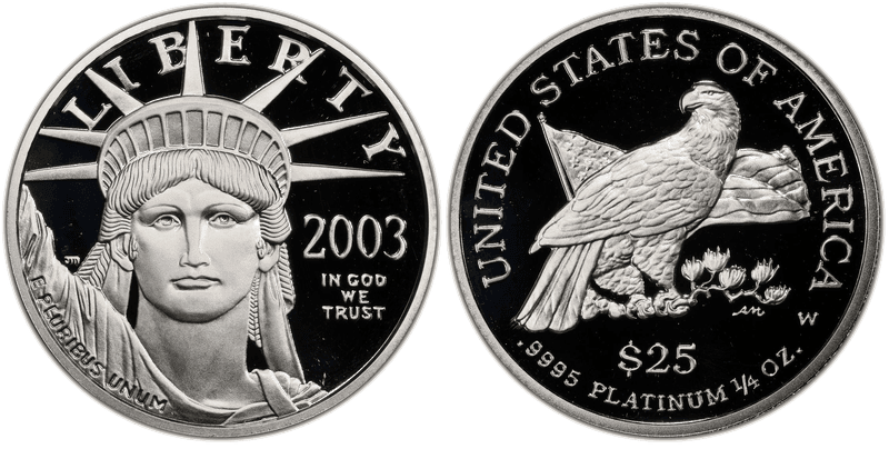 2003 (W) Proof American Eagle Twenty Five Dollar Platinum