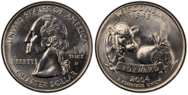 2004 (D) Wisconsin Extra Leaf High State Quarter