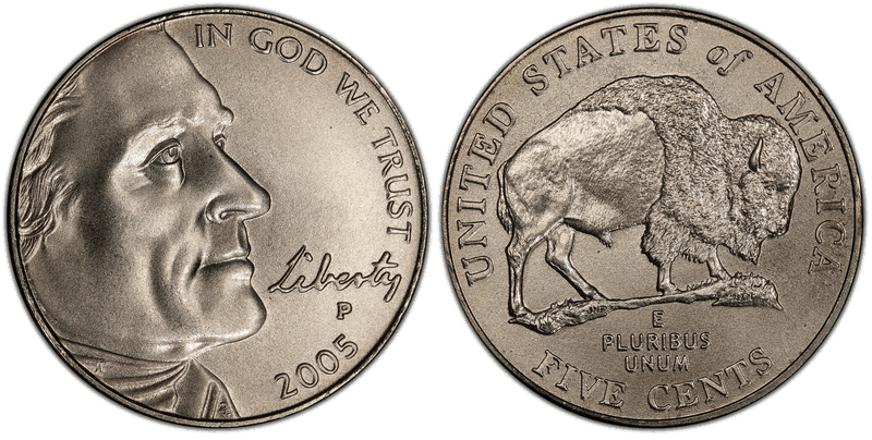 2005 (P) Satin Finish Jefferson Nickel - Bison