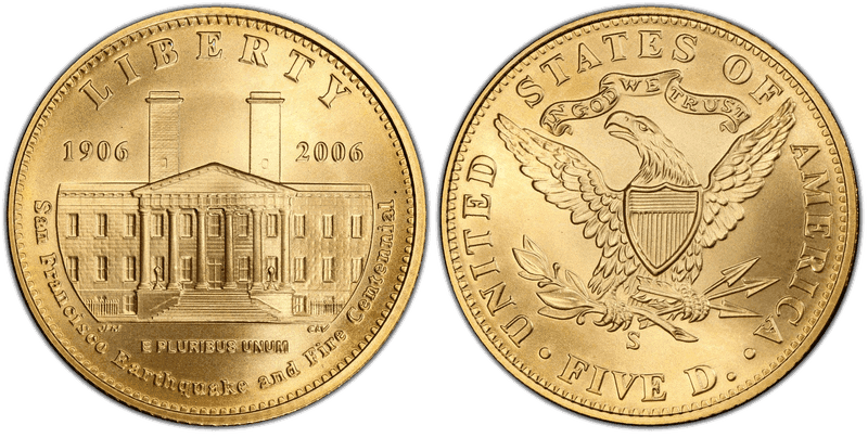 2006 San Francisco Old Mint Centennial Commemorative Five Dollar Gold
