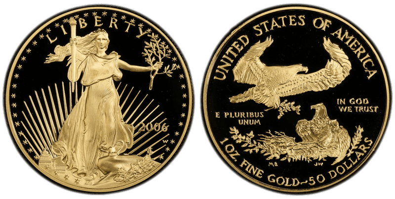 2006 (W) Proof American Eagle Fifty Dollar Gold - 20th Anniversary