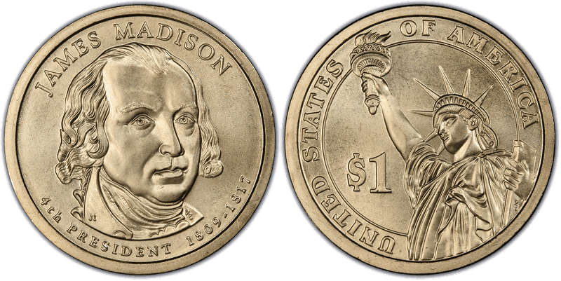 2007 (D) Satin Finish Presidential Dollar - James Madison, Position A