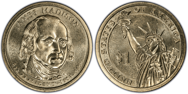 2007 (D) Satin Finish Presidential Dollar - James Madison, Position B