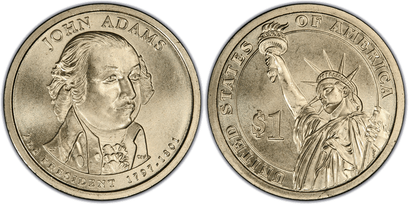 2007 (D) Satin Finish Presidential Dollar - John Adams, Position A