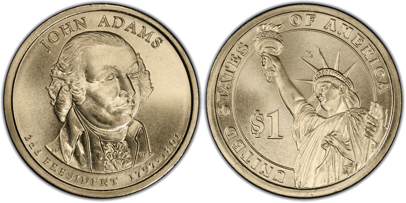 2007 (D) Satin Finish Presidential Dollar - John Adams, Position B