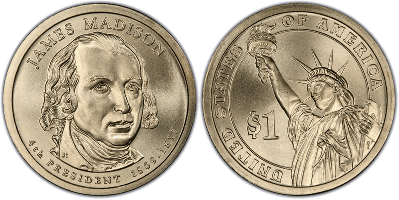 2007 (P) Satin Finish Presidential Dollar - James Madison, Position B