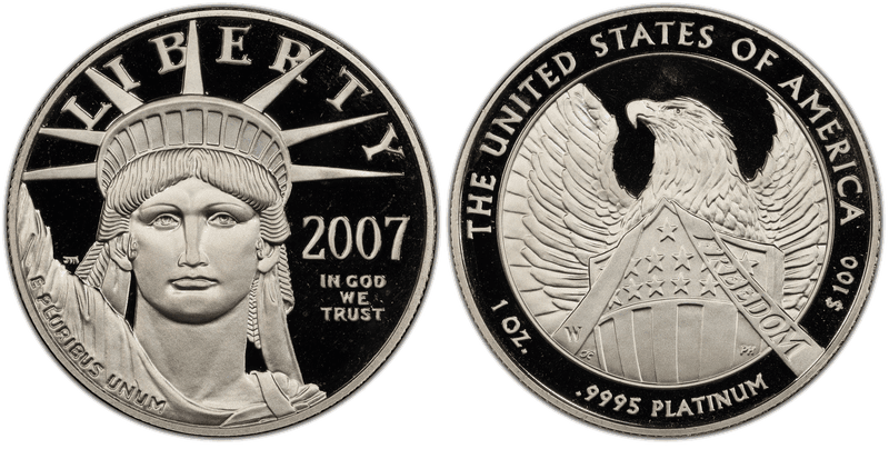 2007 (W) Proof American Eagle One Hundred Dollar Platinum - Frosted FREEDOM
