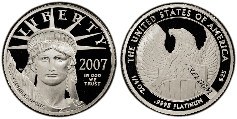 2007 (W) Proof American Eagle Twenty Five Dollar Platinum