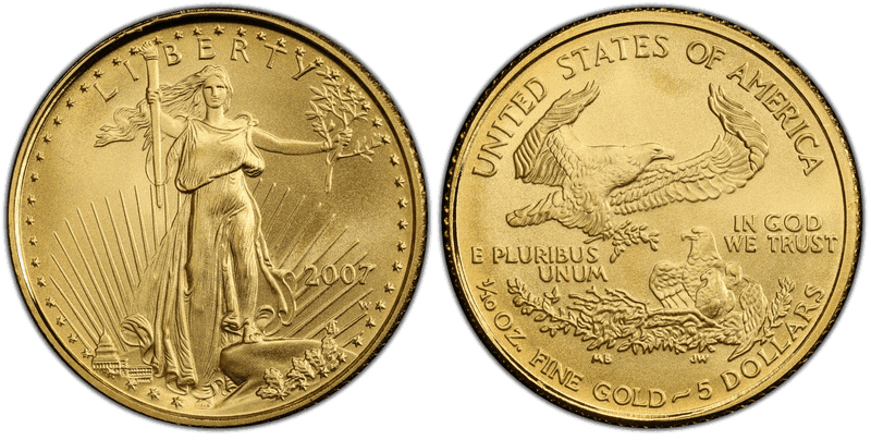 2007 (W) Burnished American Eagle Five Dollar Gold