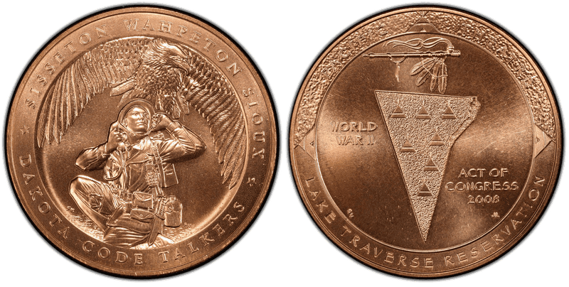 2008 Medal Sisseton Wahpeton Sioux Tribe Code Talkers Bronze 38mm