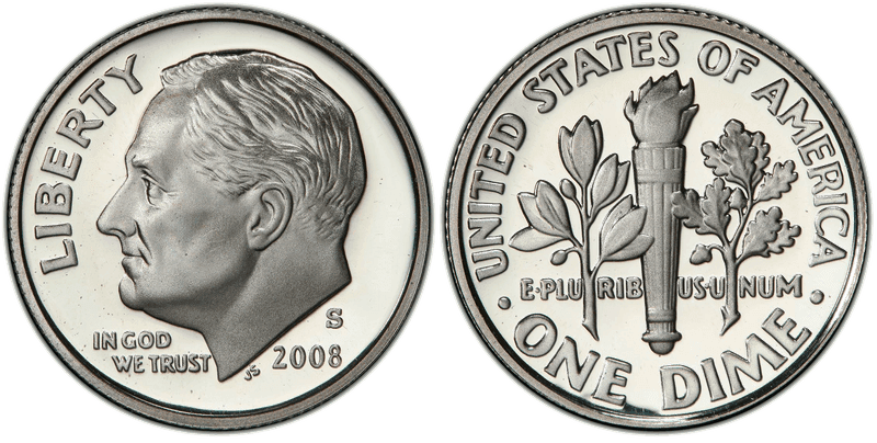 2008 (S) Proof Silver Roosevelt Dime