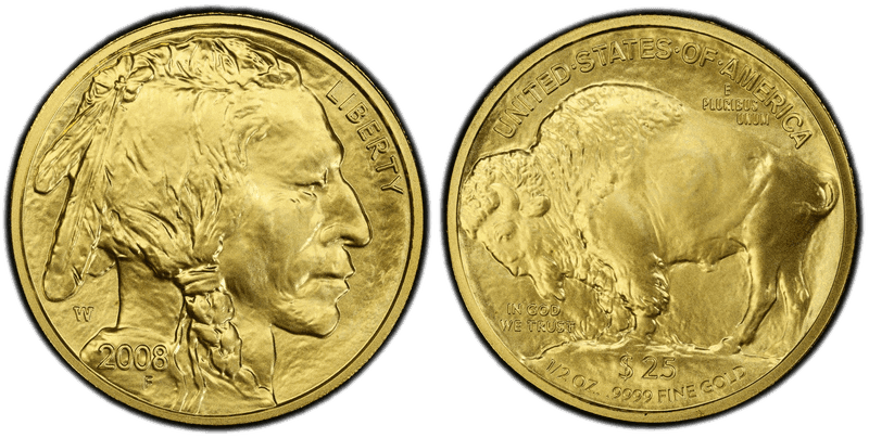 2008 (W) Burnished American Buffalo .9999 Fine Gold Twenty Five Dollar