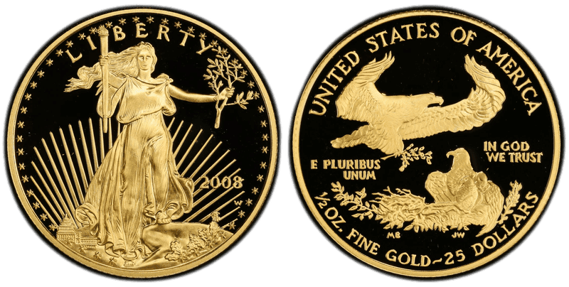 2008 (W) Proof American Eagle Twenty Five Dollar Gold