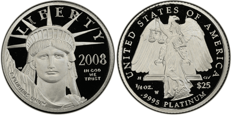 2008 (W) Proof American Eagle Twenty Five Dollar Platinum