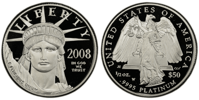 2008 (W) Proof American Eagle Fifty Dollar Platinum