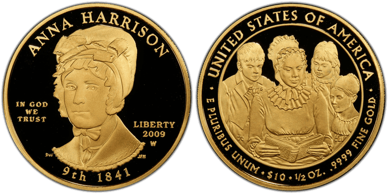 2009 (W) Proof Anna Harrison First Spouse Ten Dollar Gold