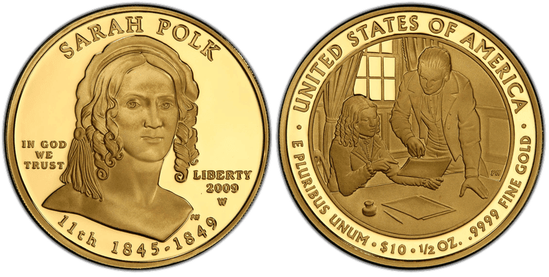 2009 (W) Proof Sarah Polk First Spouse Ten Dollar Gold