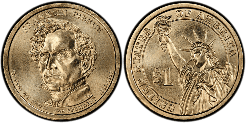 2010 (D) Satin Finish Presidential Dollar - Franklin Pierce, Position A