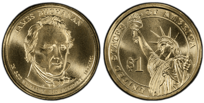 2010 (D) Satin Finish Presidential Dollar - James Buchanan, Position B